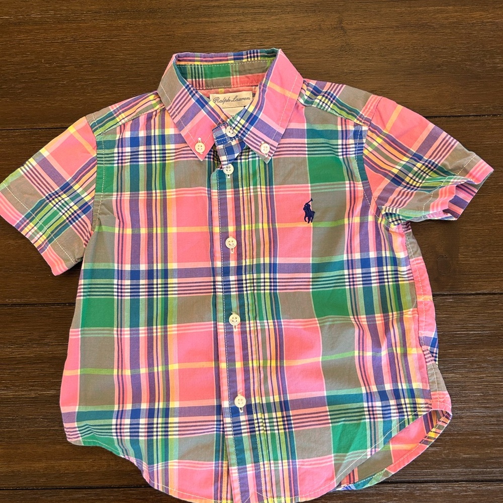 Ralph Lauren Button Down Plaid Shirt 12 M